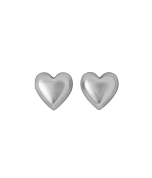The Puffy Heart Silver Stud Earrings